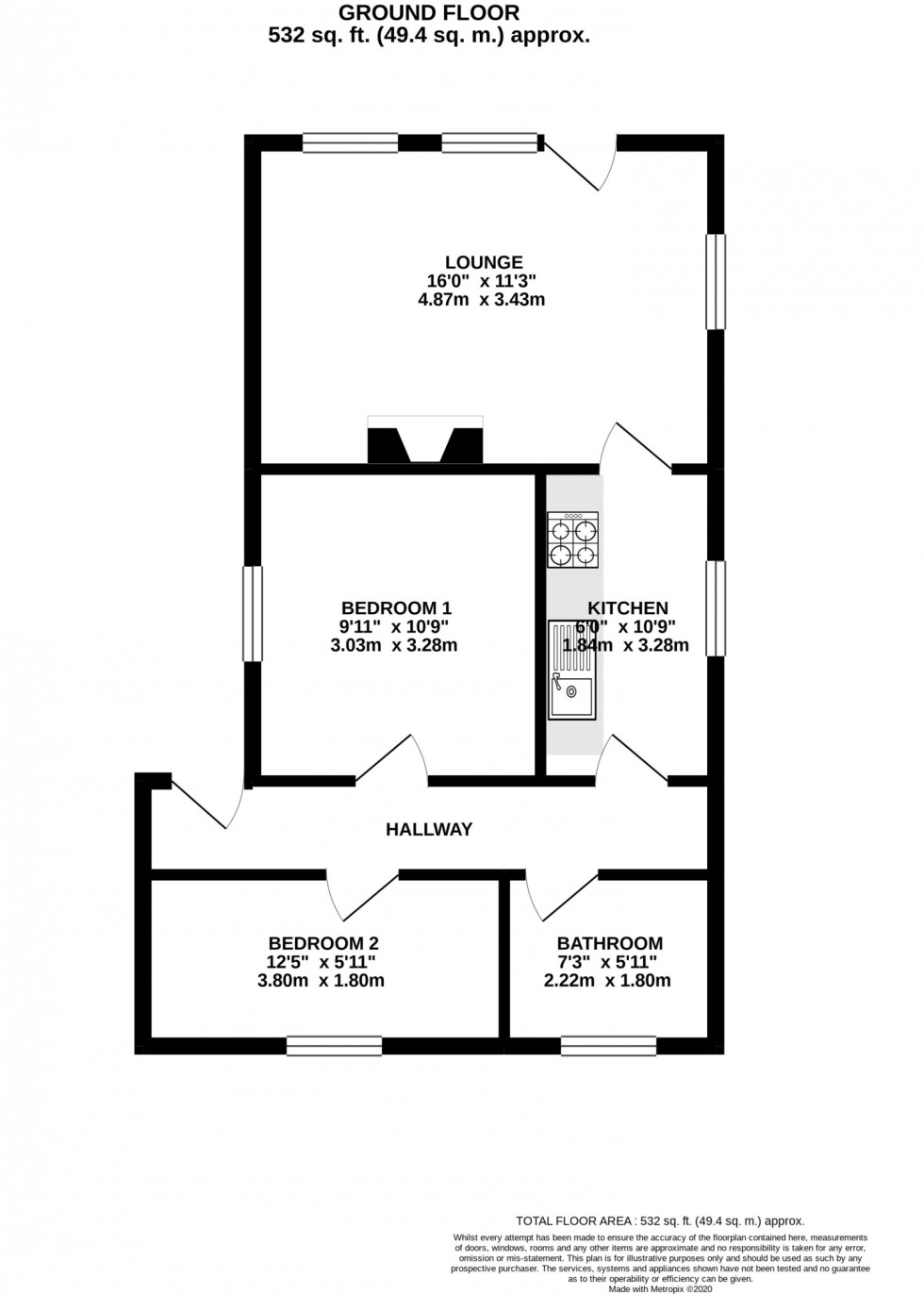 Floorplan for Lodge Cottage, Lypiatt, Stroud, GL6